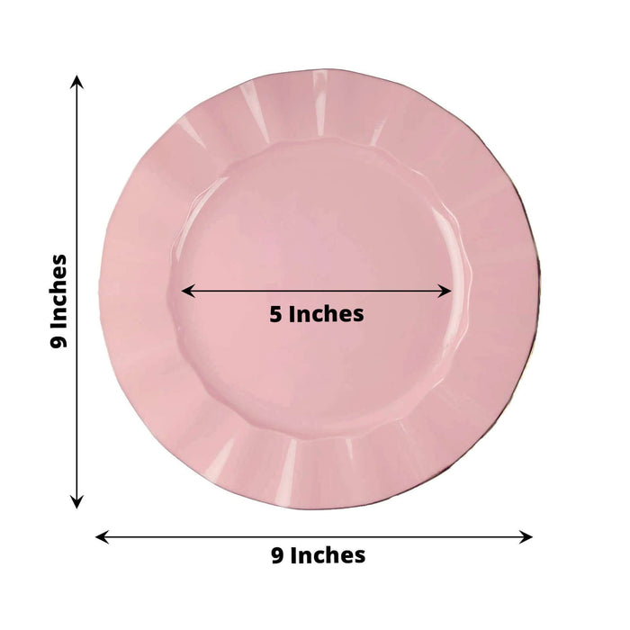 Pink 9-inch plate with 5-inch center diameter on white background