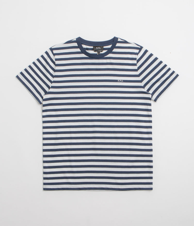 A.P.C. Embroidered Striped T-Shirt in Dark Navy