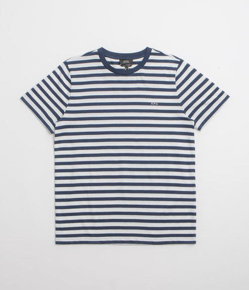 A.P.C. Embroidered Striped T-Shirt in Dark Navy