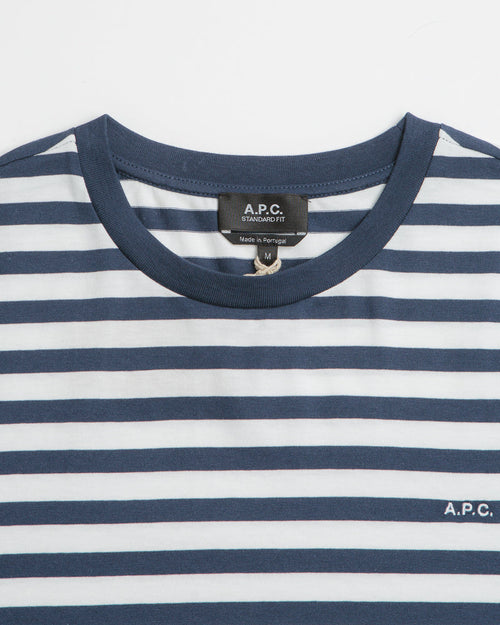 A.P.C. Embroidered Striped T-Shirt in Dark Navy