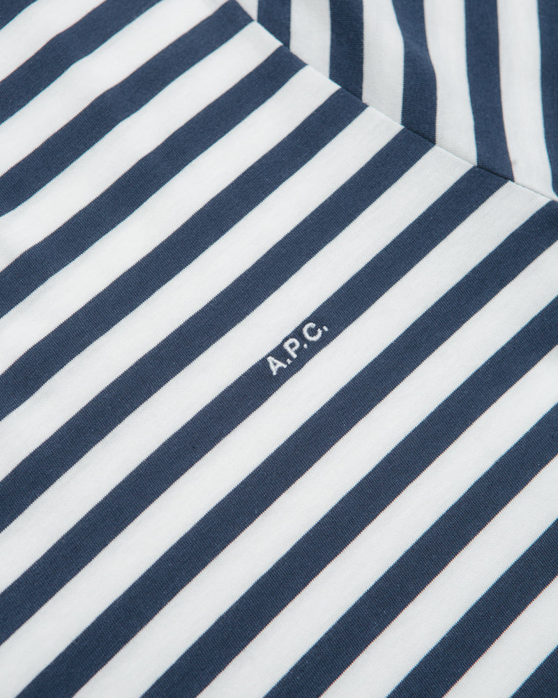 A.P.C. Embroidered Striped T-Shirt in Dark Navy