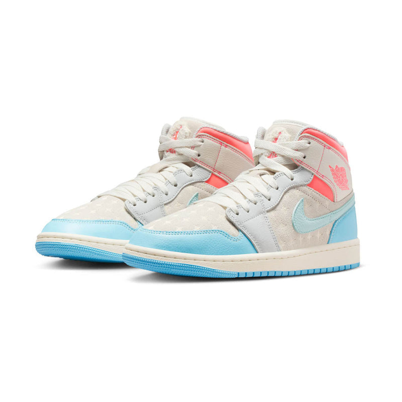 Air Jordan 1 Mid 'Sail Hot Lava Blue Chill' Women's Shoes