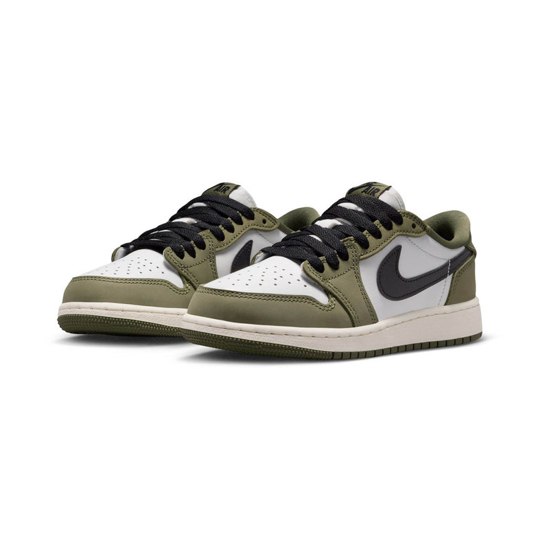 Air Jordan 1 Retro Low 'Medium Olive and Summit White' Big Kids' Shoes
