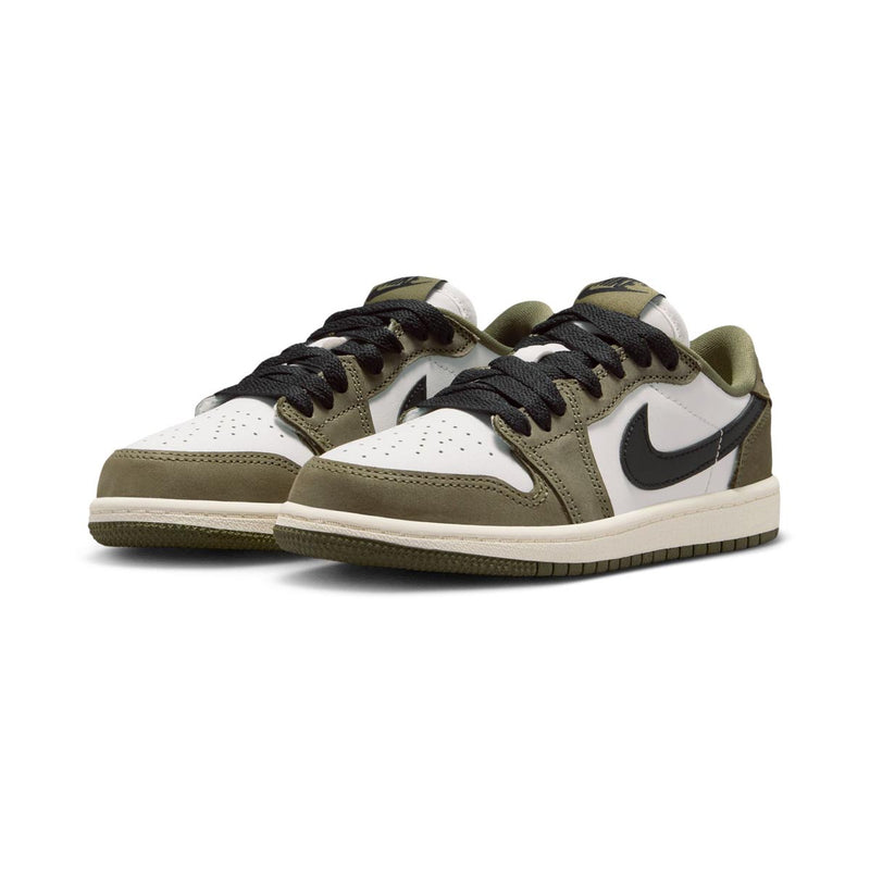 Air Jordan 1 Retro Low 'Medium Olive and Summit White' Little Kids' Shoes
