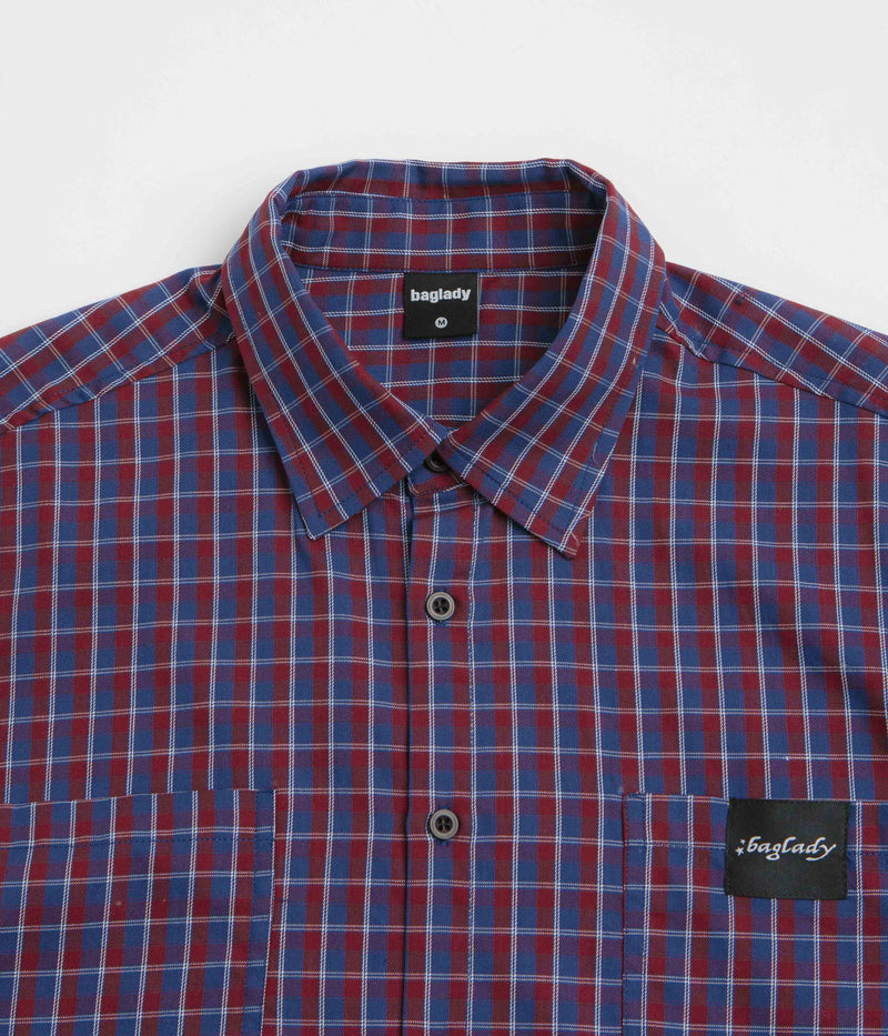 Baglady Plaid Short Sleeve Shirt in Red and Blue