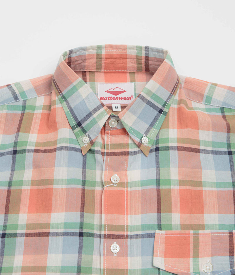 Battenwear BD Scout Shirt in Salmon Plaid