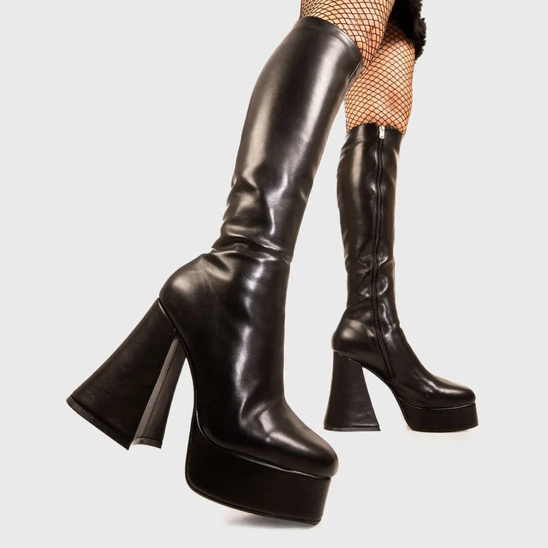 Black Swan Platform Knee High Boots lamodawebsite