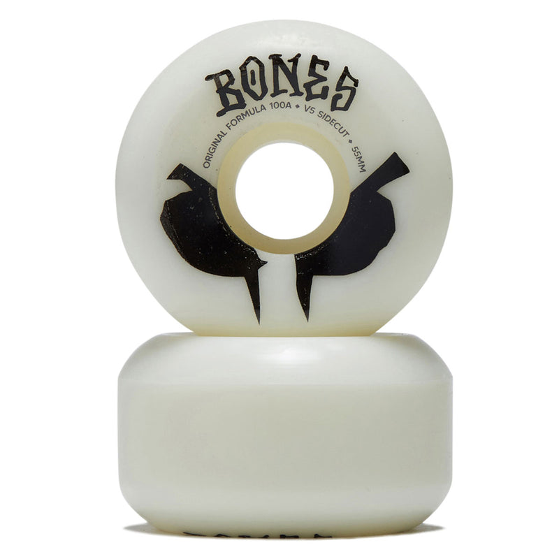 Bones 100s Sidecuts 100a V5 Sidecut Skateboard Wheels - White 2026 - 55mm