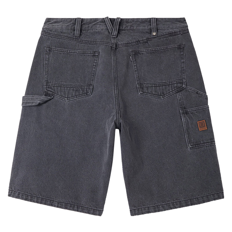 Brixton Builders Carpenter Baggy Shorts - Washed Black Denim