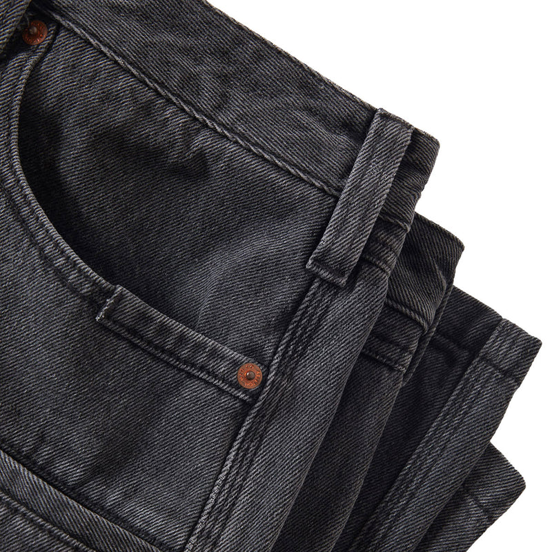 Brixton Builders Carpenter Baggy Shorts - Washed Black Denim