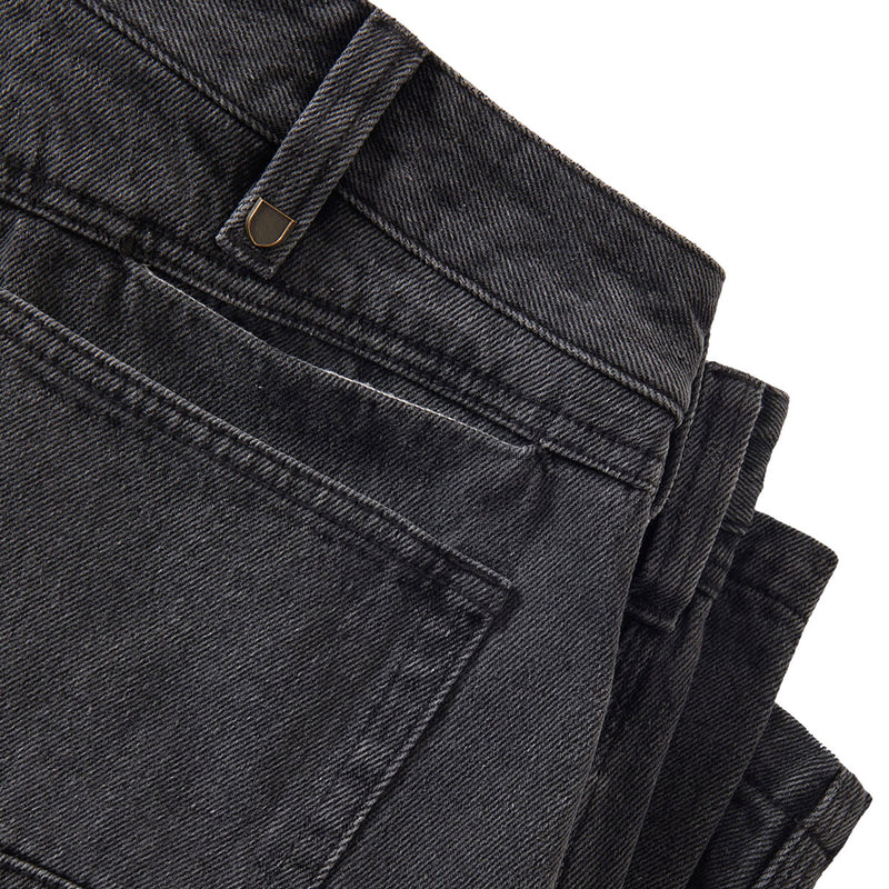Brixton Builders Carpenter Baggy Shorts - Washed Black Denim