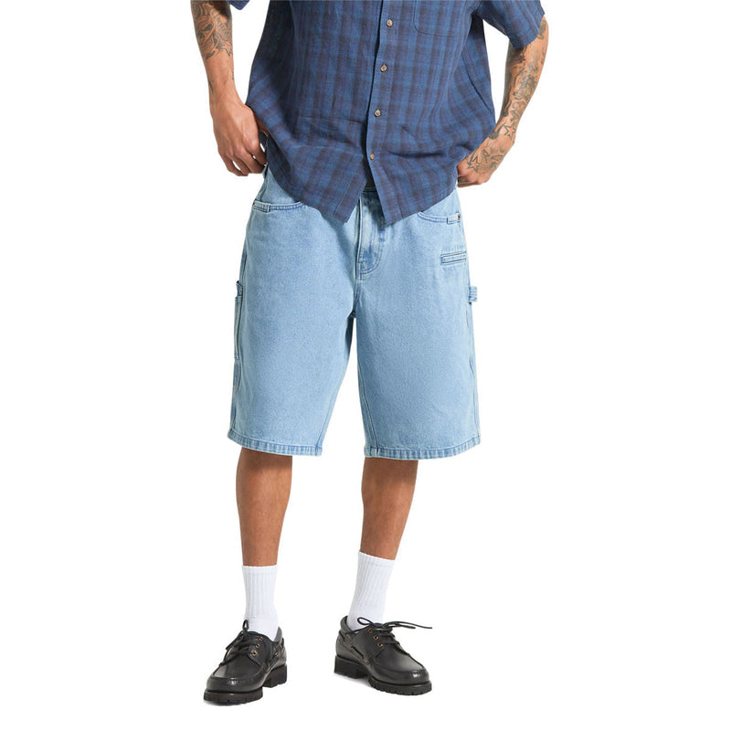 Brixton Builders Carpenter Baggy Shorts - Washed Blue Denim