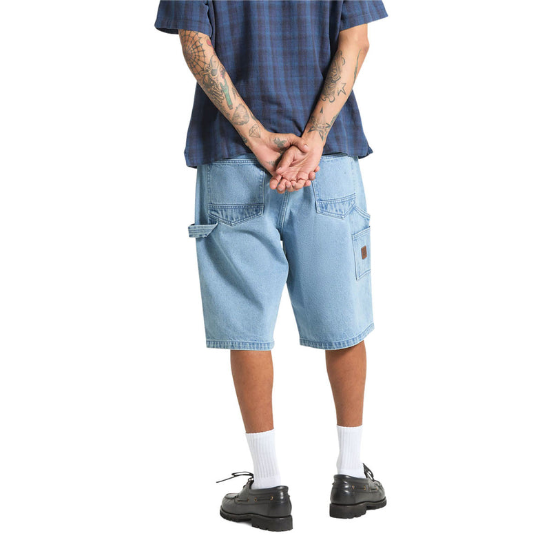 Brixton Builders Carpenter Baggy Shorts - Washed Blue Denim
