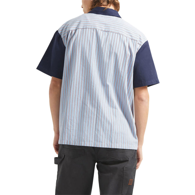 Brixton Builders Olson Shirt - Blue Aura Stripe