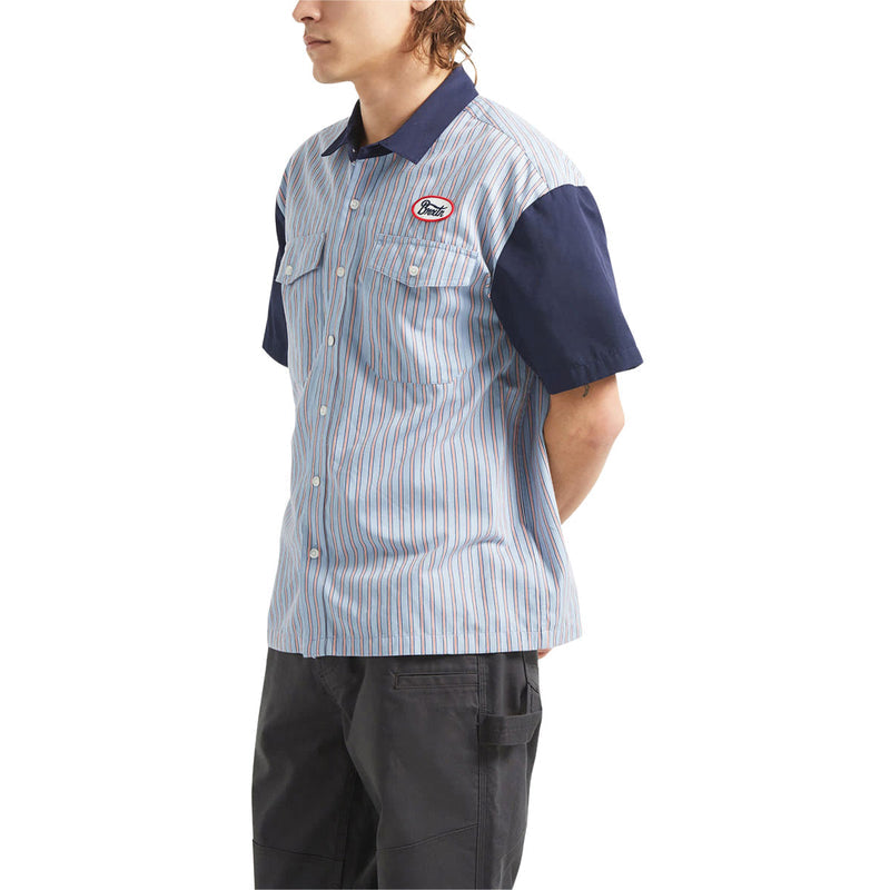 Brixton Builders Olson Shirt - Blue Aura Stripe