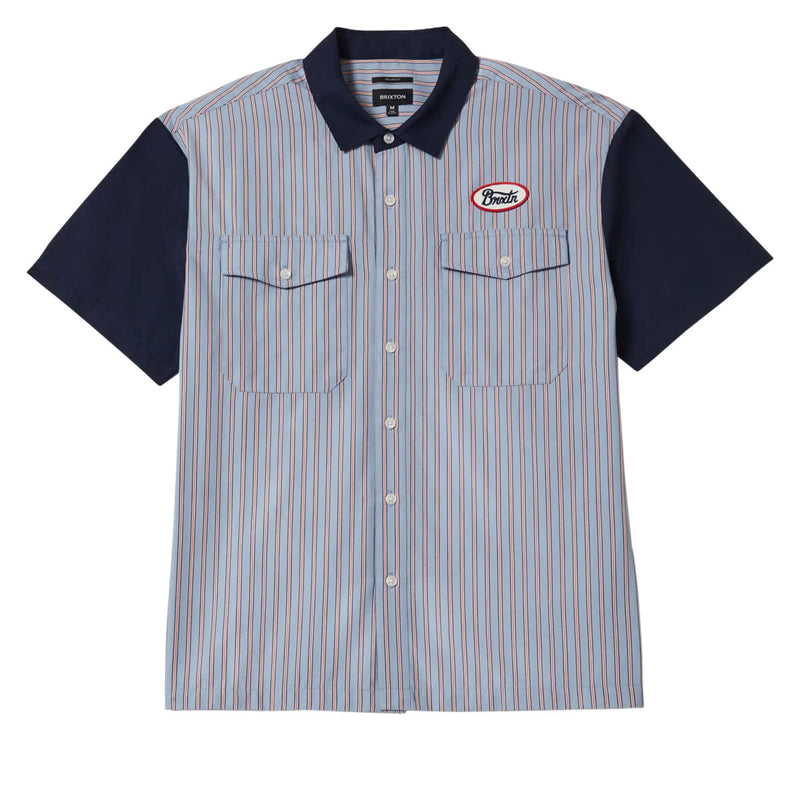 Brixton Builders Olson Shirt - Blue Aura Stripe