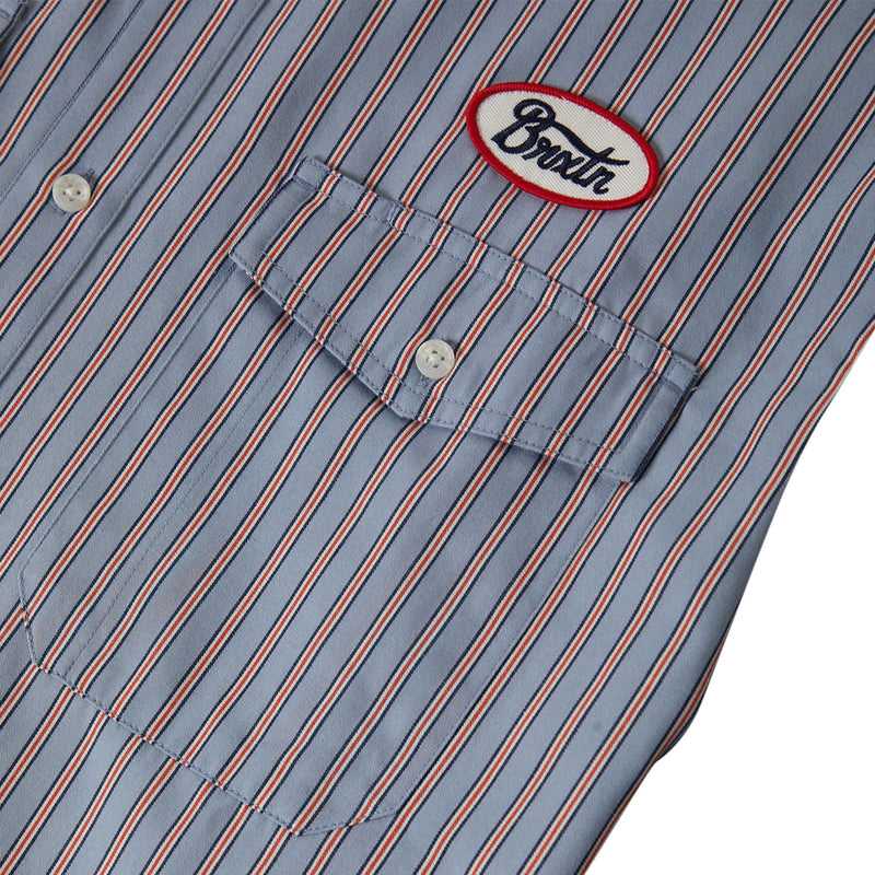 Brixton Builders Olson Shirt - Blue Aura Stripe