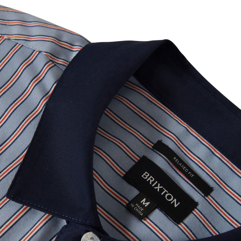 Brixton Builders Olson Shirt - Blue Aura Stripe