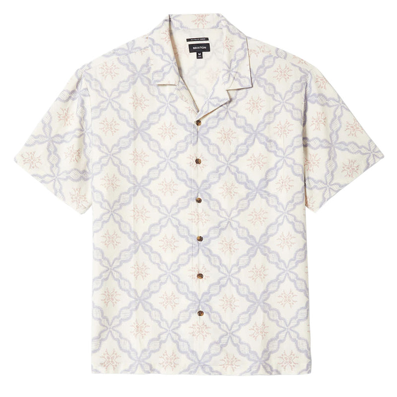 Brixton Bunker Slub Shirt - Off White/Blue Tile