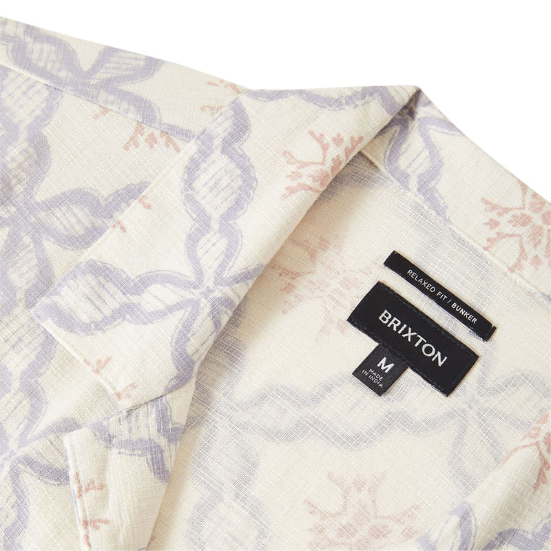 Brixton Bunker Slub Shirt - Off White/Blue Tile