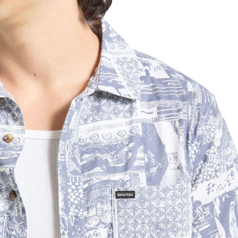Brixton Charter Print Shirt - Navy/White Collage