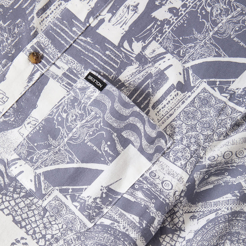 Brixton Charter Print Shirt - Navy/White Collage