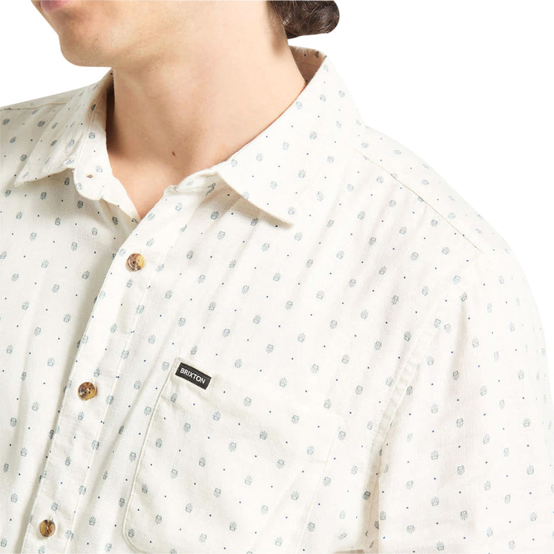 Brixton Charter Slub Shirt - Off White Micro Geo