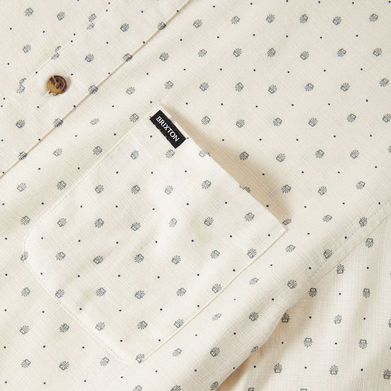 Brixton Charter Slub Shirt - Off White Micro Geo