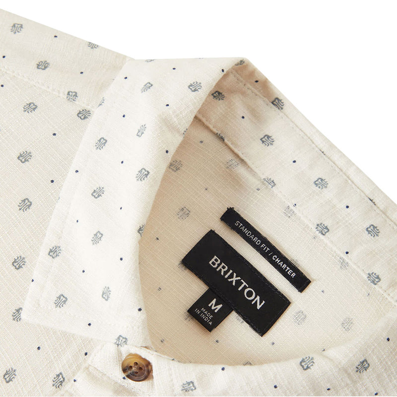 Brixton Charter Slub Shirt - Off White Micro Geo