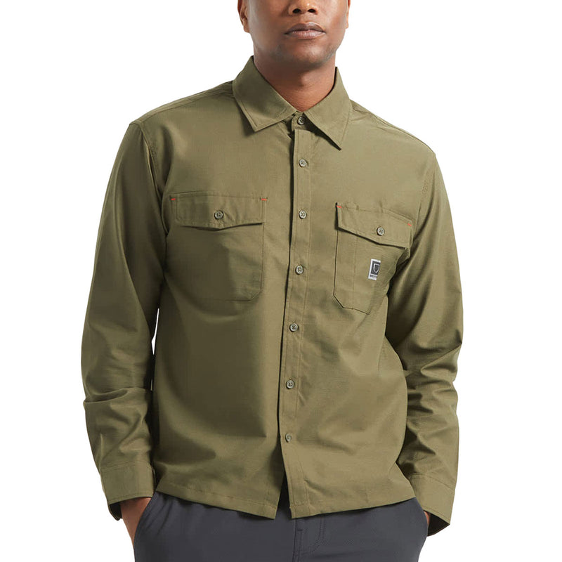 Brixton Journey Lightweight Long Sleeve Shirt - Dark Olive