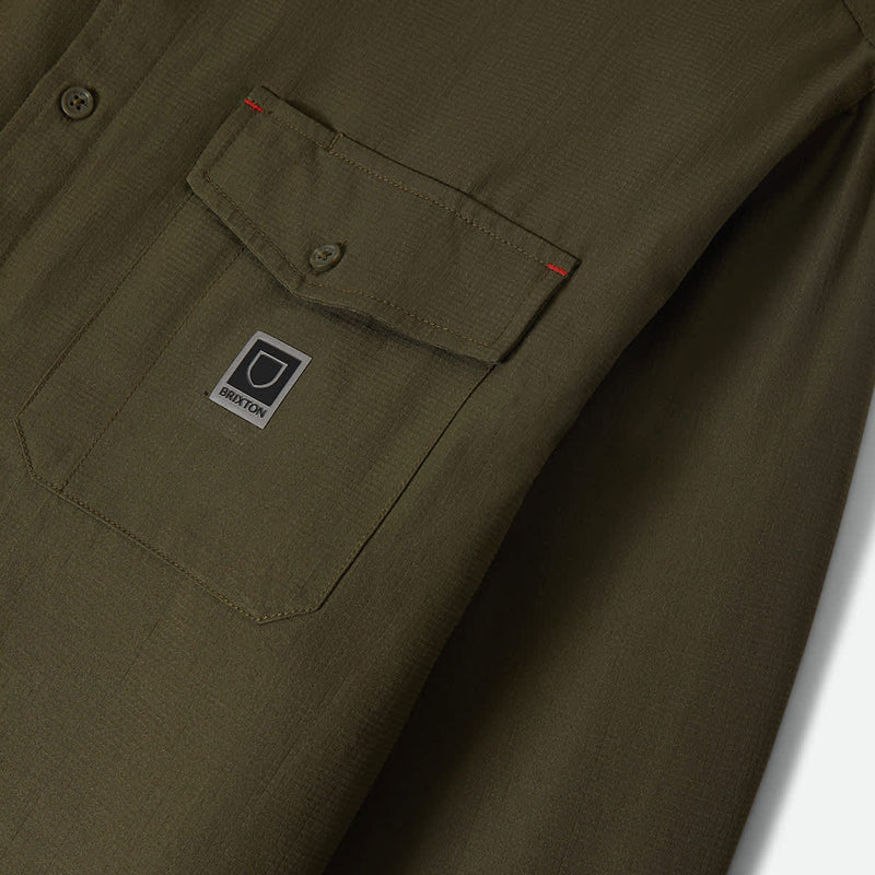 Brixton Journey Lightweight Long Sleeve Shirt - Dark Olive