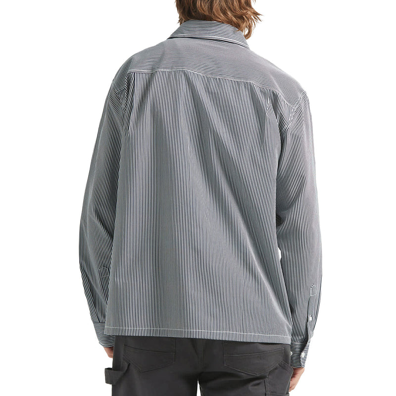 Brixton Journey Lightweight Long Sleeve Shirt - Navy/White Stripe
