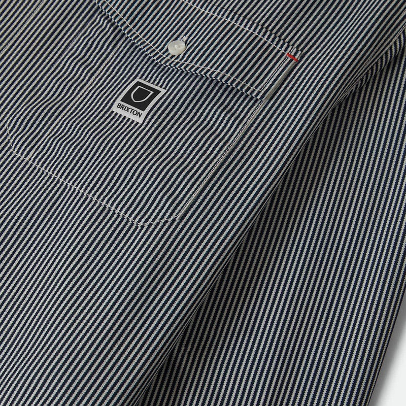 Brixton Journey Lightweight Long Sleeve Shirt - Navy/White Stripe