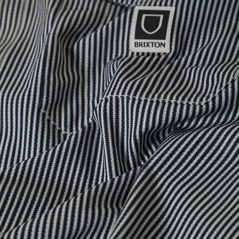 Brixton Journey Lightweight Long Sleeve Shirt - Navy/White Stripe