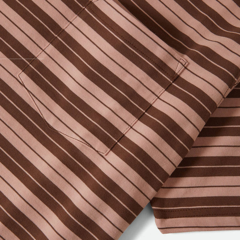Brixton Nova Stripe Pocket T-Shirt - Pinecone Brown/Silver Pink Worn Wash