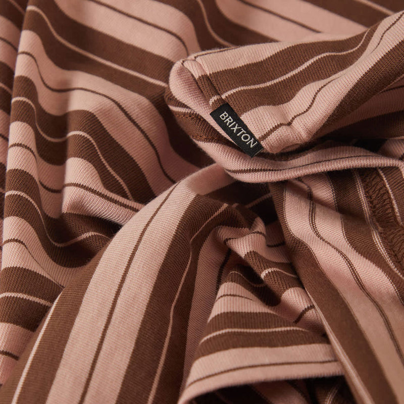 Brixton Nova Stripe Pocket T-Shirt - Pinecone Brown/Silver Pink Worn Wash