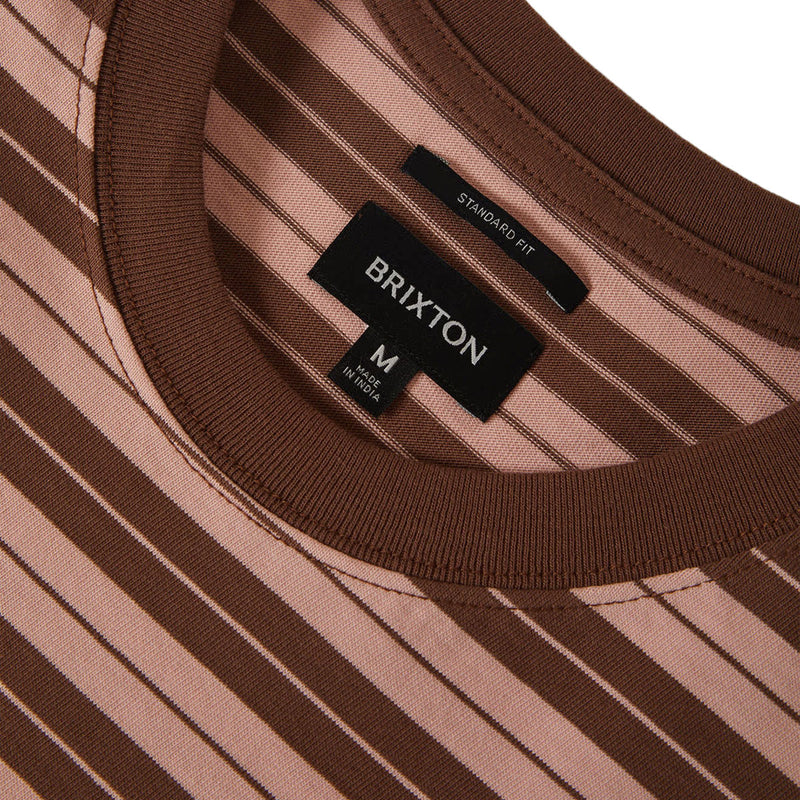 Brixton Nova Stripe Pocket T-Shirt - Pinecone Brown/Silver Pink Worn Wash