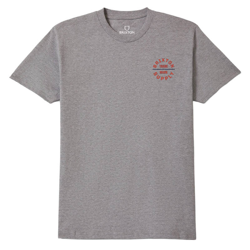 Brixton Oath V T-Shirt - Heather Grey/Lava Red/Midnight Blue