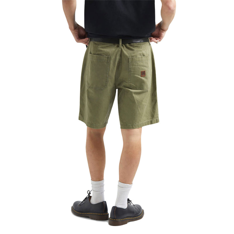 Brixton Surplus Vintage Wash Herringbone Shorts - Washed Olive Green
