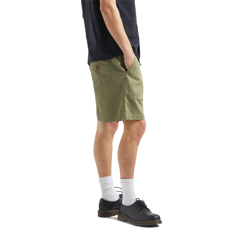 Brixton Surplus Vintage Wash Herringbone Shorts - Washed Olive Green