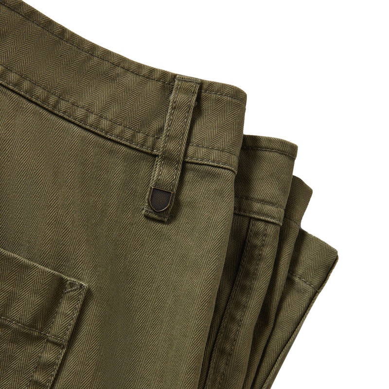 Brixton Surplus Vintage Wash Herringbone Shorts - Washed Olive Green