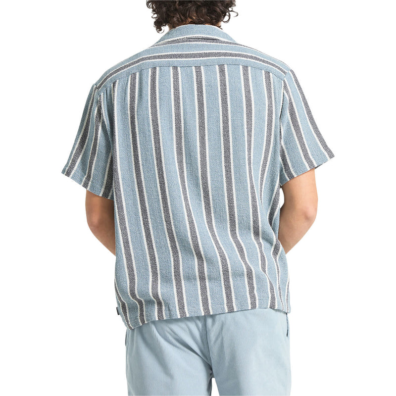 Brixton The Dexter Textured Stripe Shirt - Black/Dusty Blue