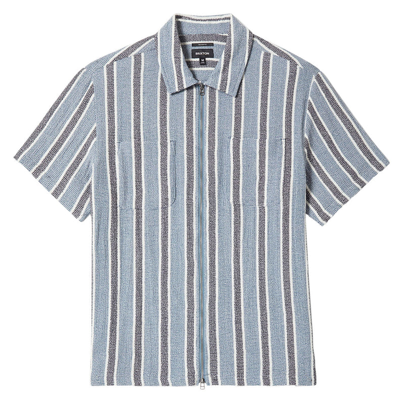 Brixton The Dexter Textured Stripe Shirt - Black/Dusty Blue