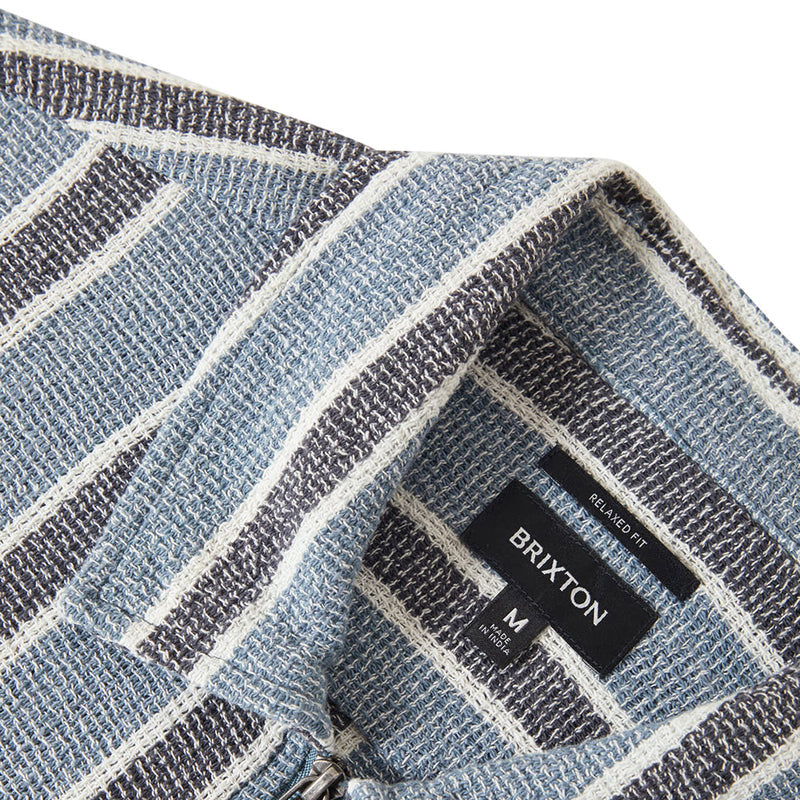 Brixton The Dexter Textured Stripe Shirt - Black/Dusty Blue