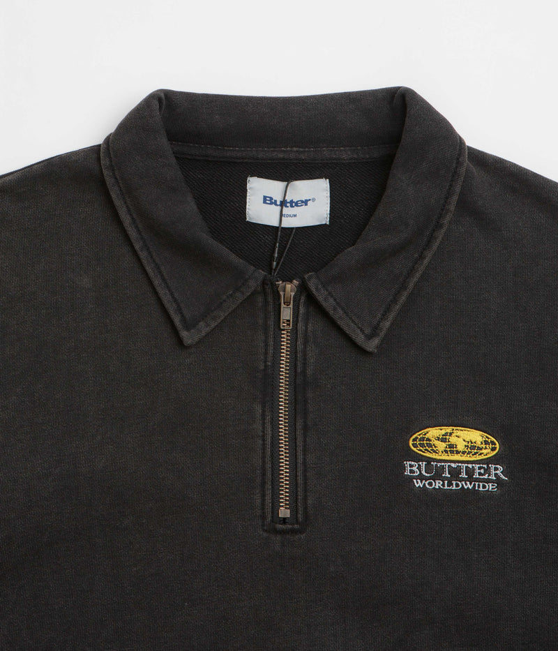 Butter Goods Corp 1/4 Zip Sweatshirt in Black