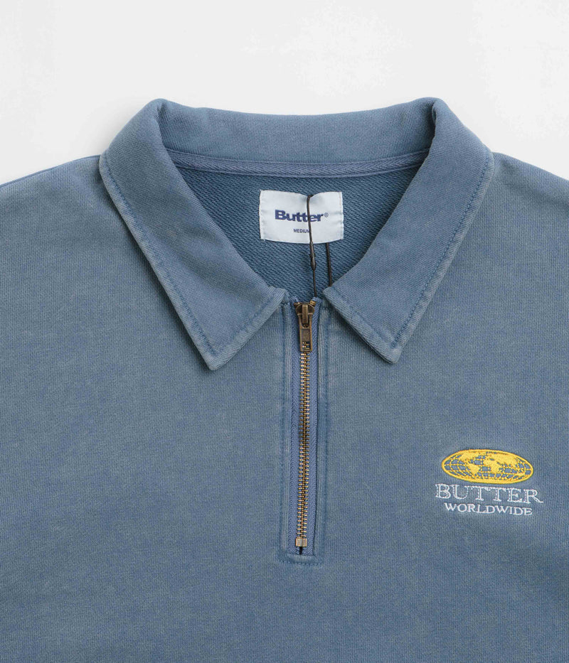 Butter Goods Corp 1/4 Zip Sweatshirt in Navy