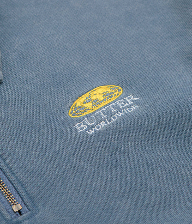 Butter Goods Corp 1/4 Zip Sweatshirt in Navy