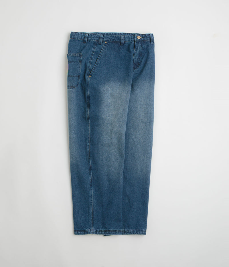 Butter Goods Denim Work Pants in Distressed Indigo