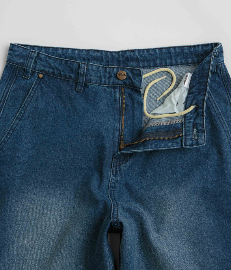 Butter Goods Denim Work Pants in Distressed Indigo