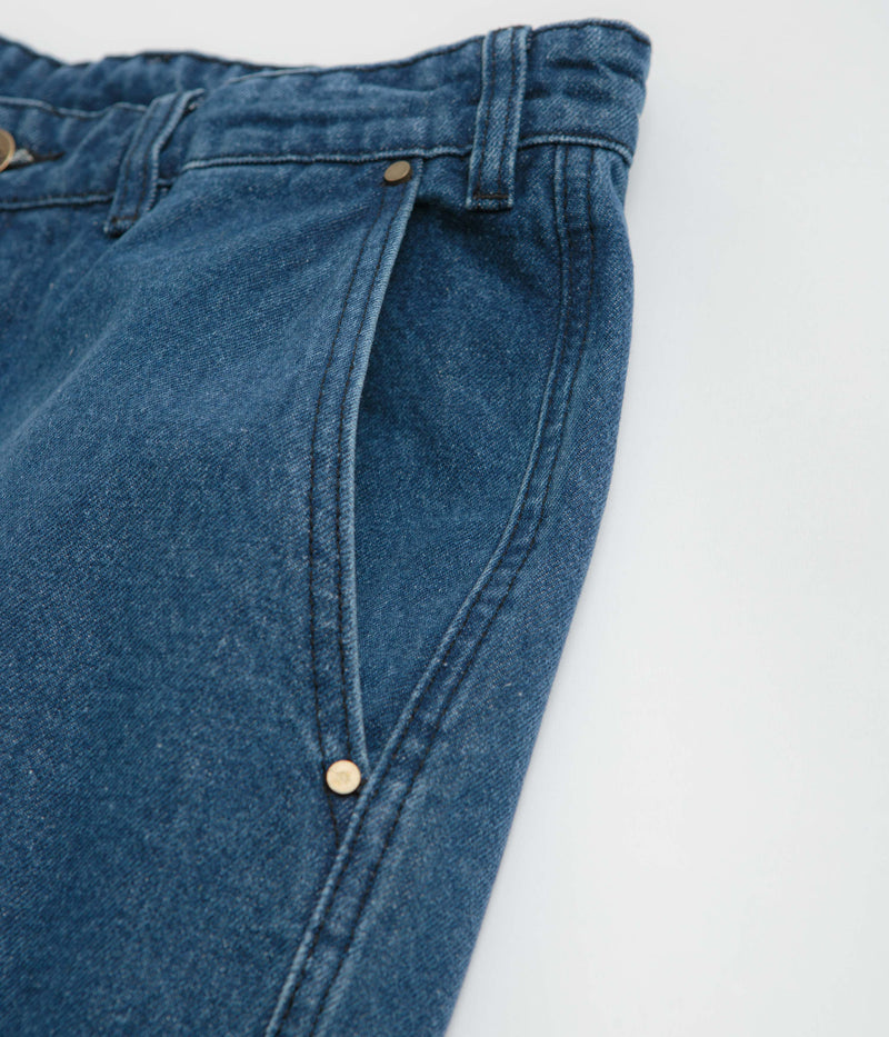 Butter Goods Denim Work Pants in Distressed Indigo